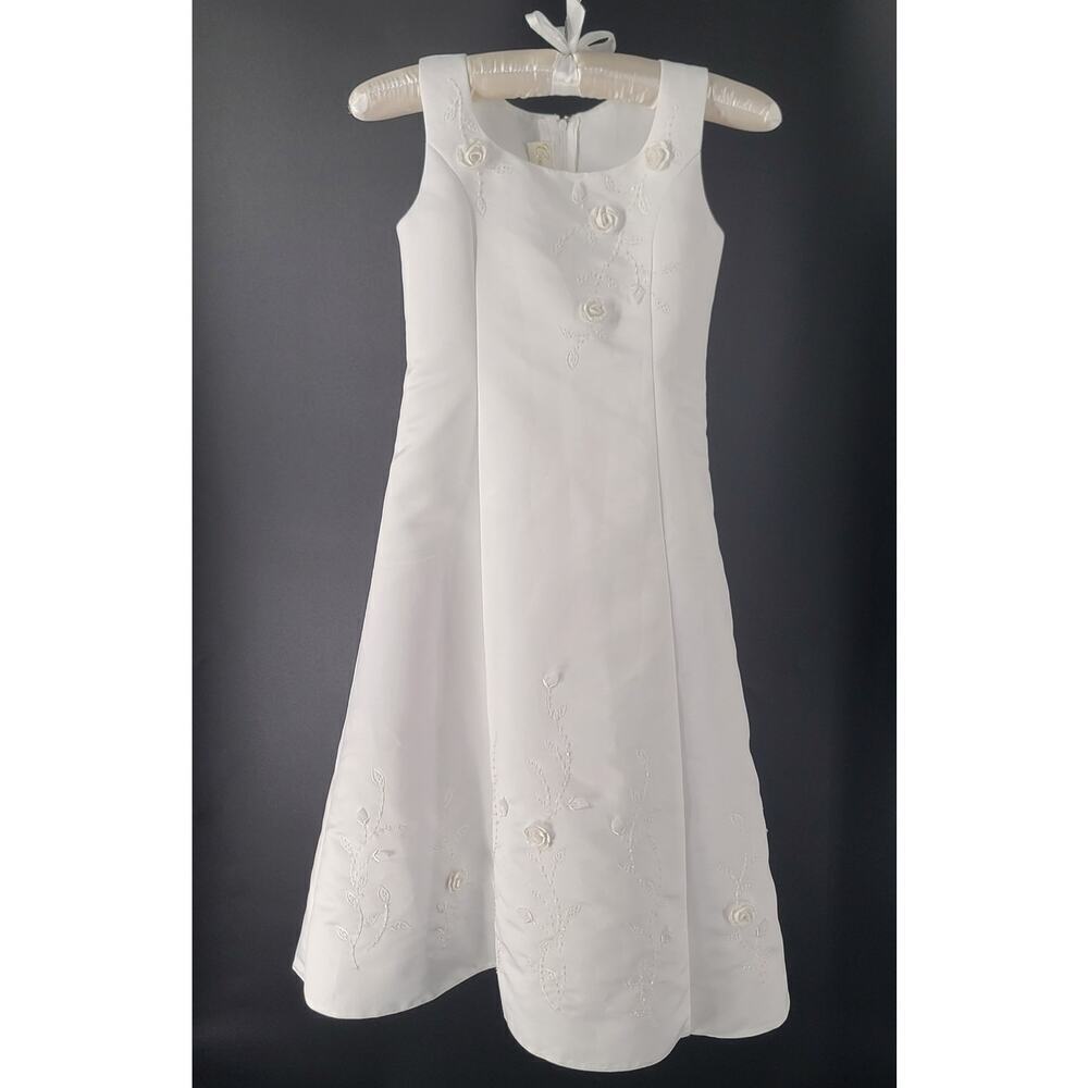 Cinderella embroidered & beaded flower girl party dress white Size 7 wedding